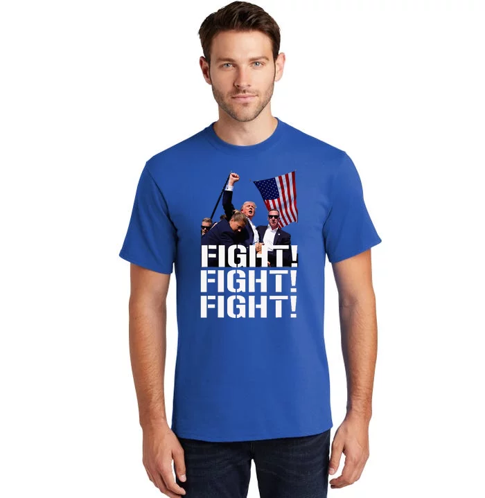 Trump Fight Fight Fight Trump Defiant Trump Shot Fist Pump Tall T-Shirt