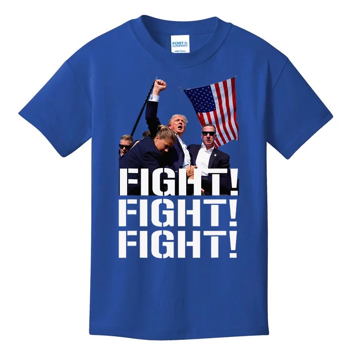 Trump Fight Fight Fight Trump Defiant Trump Shot Fist Pump Kids T-Shirt