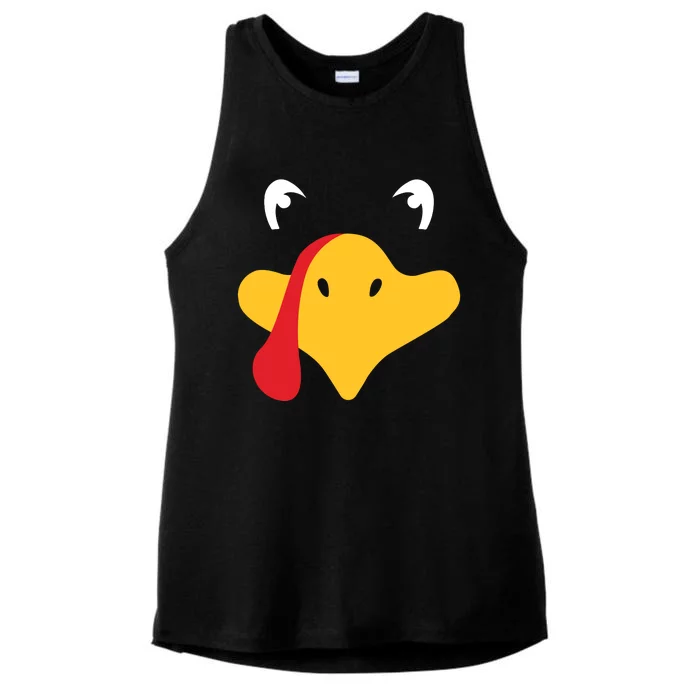 Turkey Face Funny Thanksgiving Ladies Tri-Blend Wicking Tank