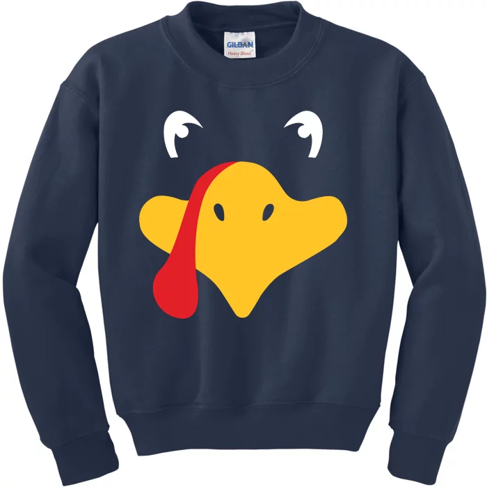 Turkey Face Funny Thanksgiving Kids Sweatshirt