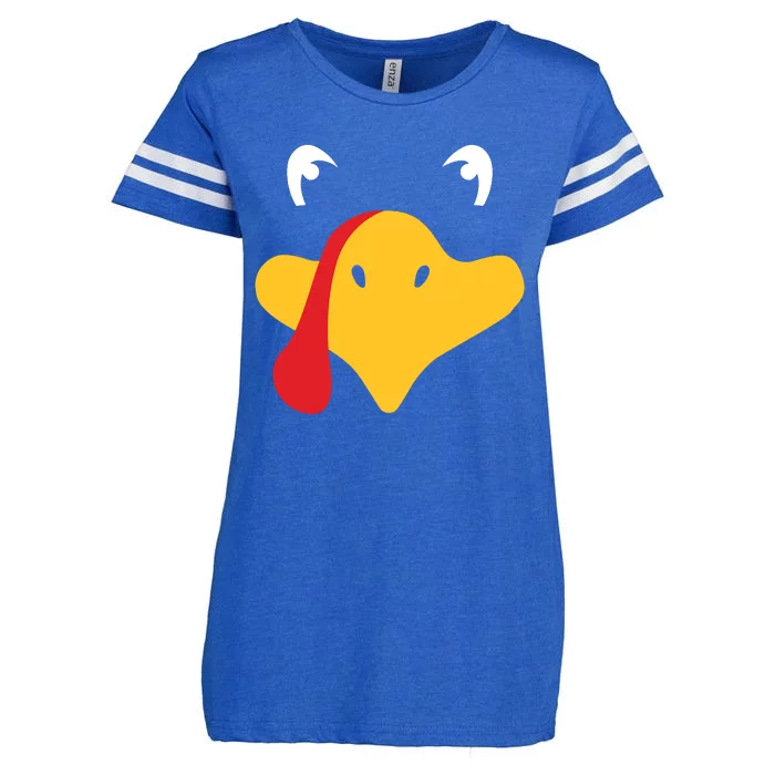 Turkey Face Funny Thanksgiving Enza Ladies Jersey Football T-Shirt