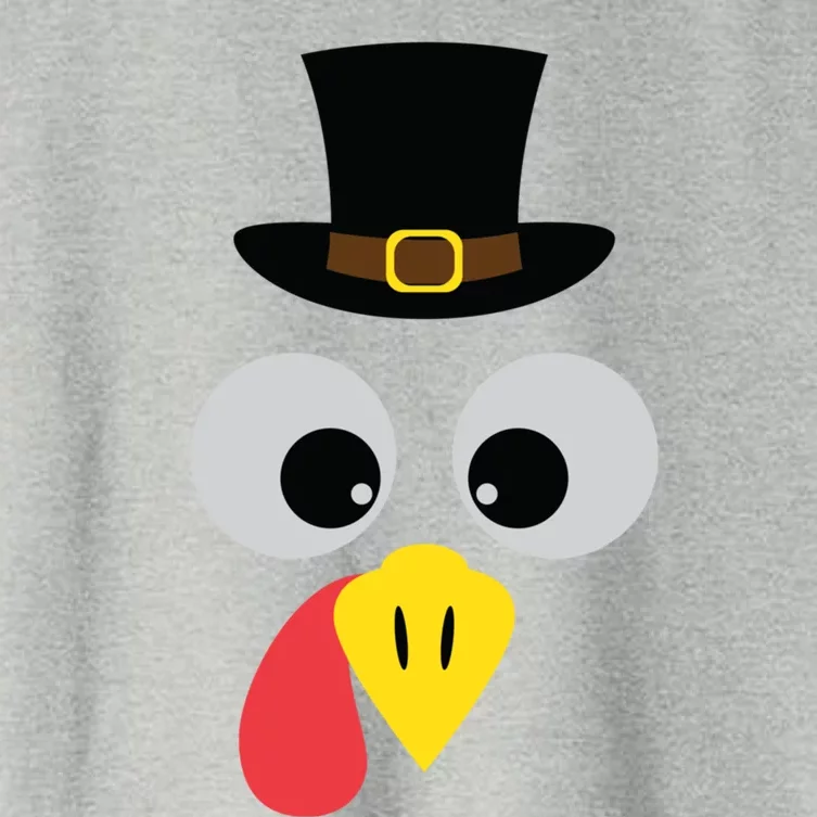 Turkey Face Funny Thanksgiving Costume Meaningful Gift Women's Crop Top Tee