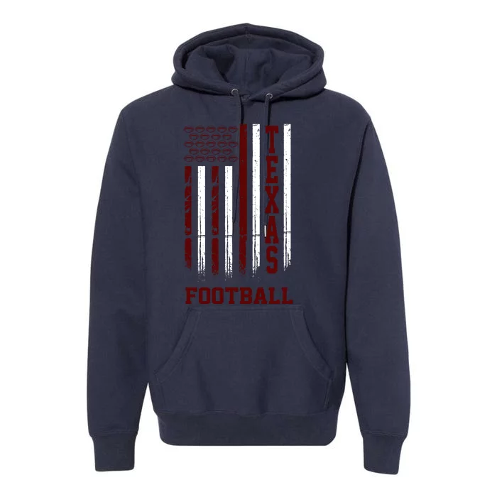 Texas Football Fan American Flag Premium Hoodie