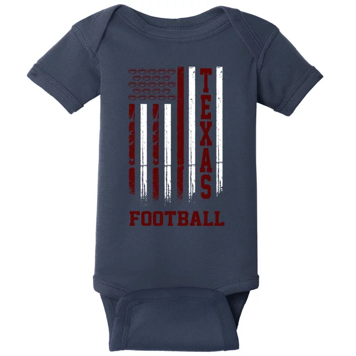 Texas Football Fan American Flag Baby Bodysuit