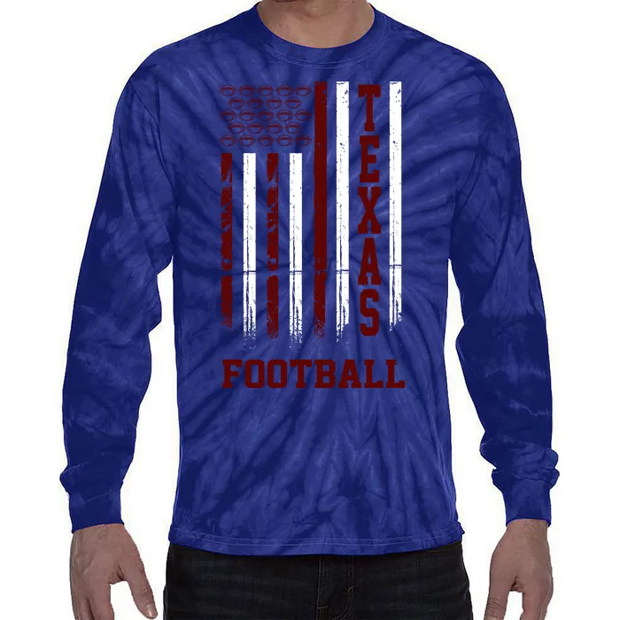 Texas Football Fan American Flag Tie-Dye Long Sleeve Shirt