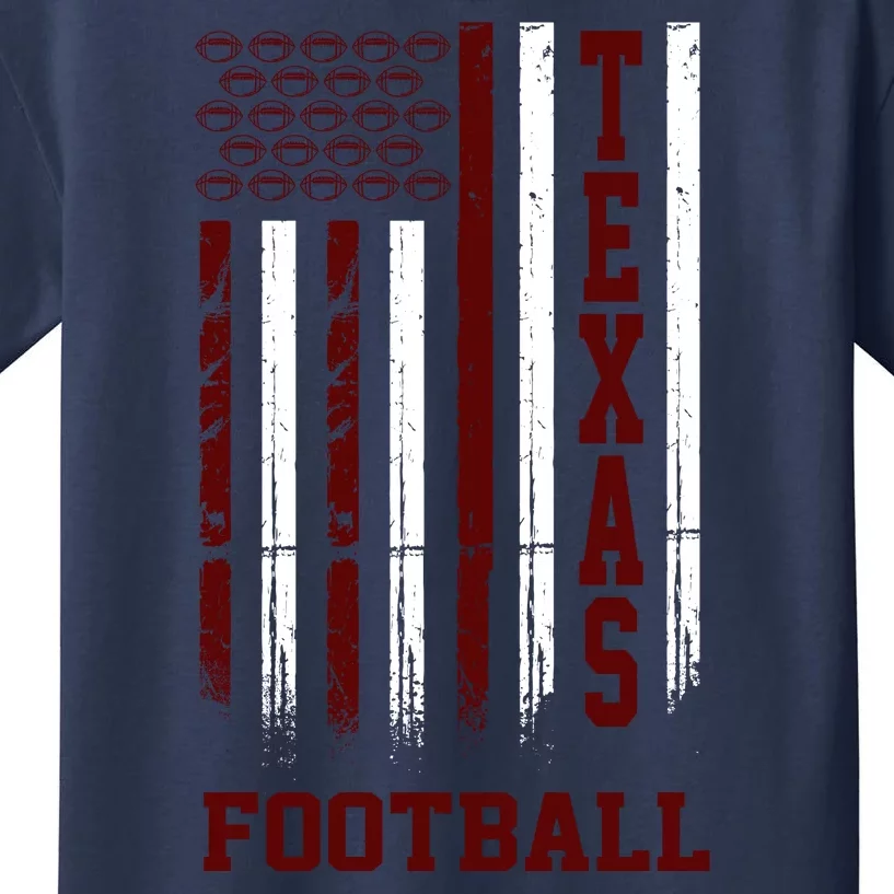 Texas Football Fan American Flag Kids T-Shirt