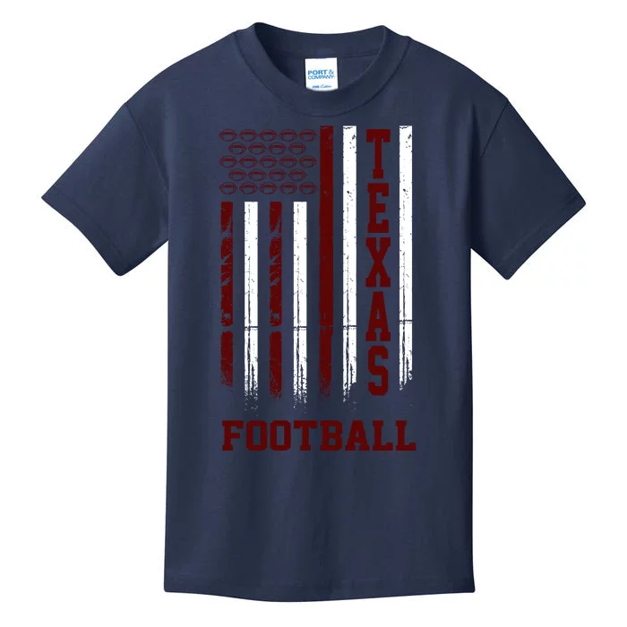 Texas Football Fan American Flag Kids T-Shirt