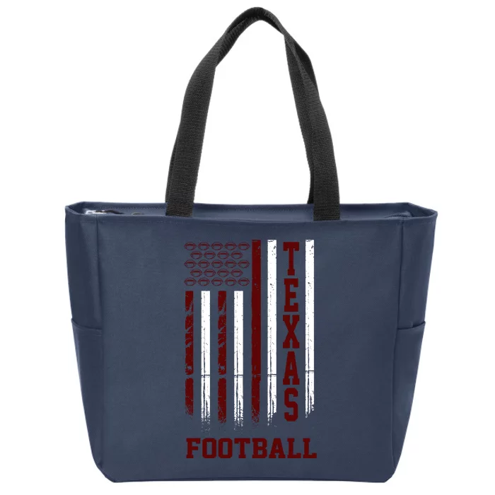 Texas Football Fan American Flag Zip Tote Bag