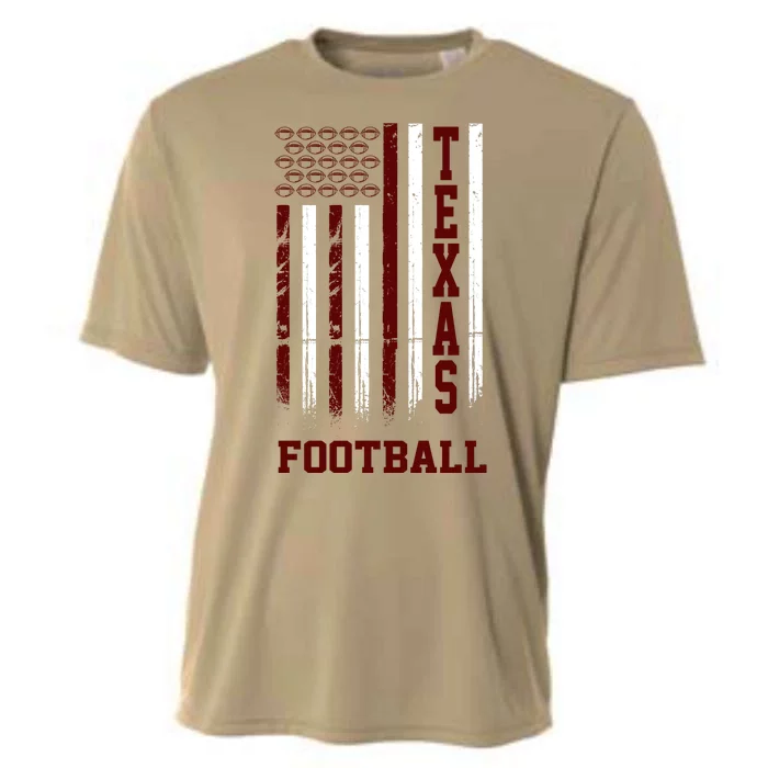 Texas Football Fan American Flag Cooling Performance Crew T-Shirt