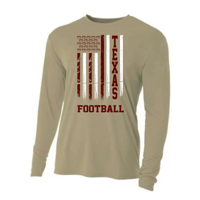 Texas Football Fan American Flag Cooling Performance Long Sleeve Crew