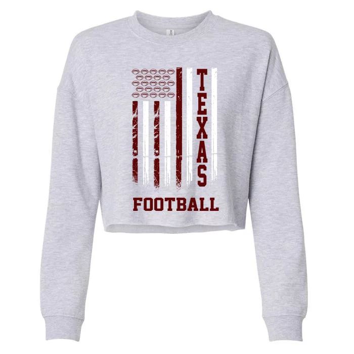 Texas Football Fan American Flag Cropped Pullover Crew