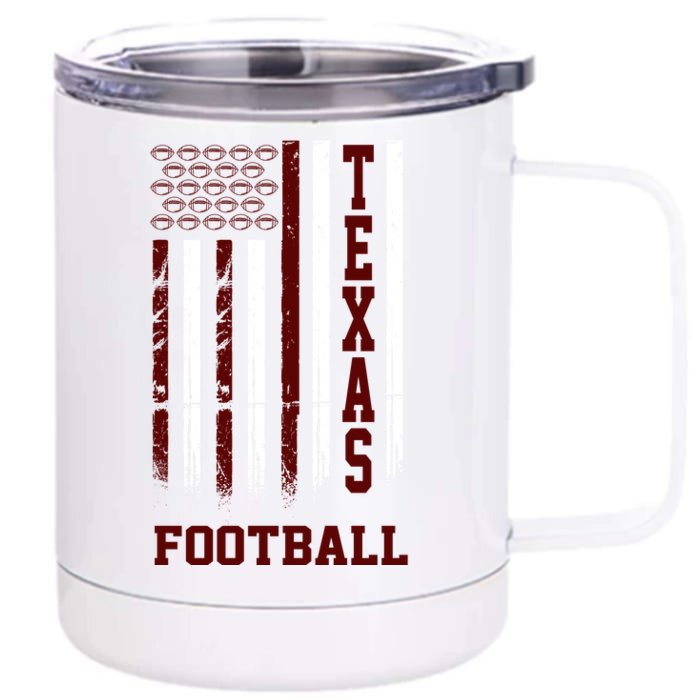 Texas Football Fan American Flag Front & Back 12oz Stainless Steel Tumbler Cup