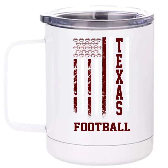 Texas Football Fan American Flag Front & Back 12oz Stainless Steel Tumbler Cup