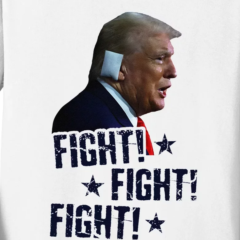 Trump Fight Fight Fight Trump Rally Fist 2024 Ear Bandage Kids Long Sleeve Shirt