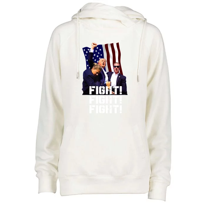 Trump Fight Fight Fight Gift Womens Funnel Neck Pullover Hood