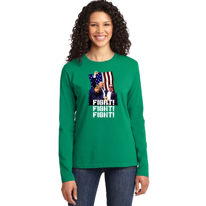 Trump Fight Fight Fight Gift Ladies Long Sleeve Shirt