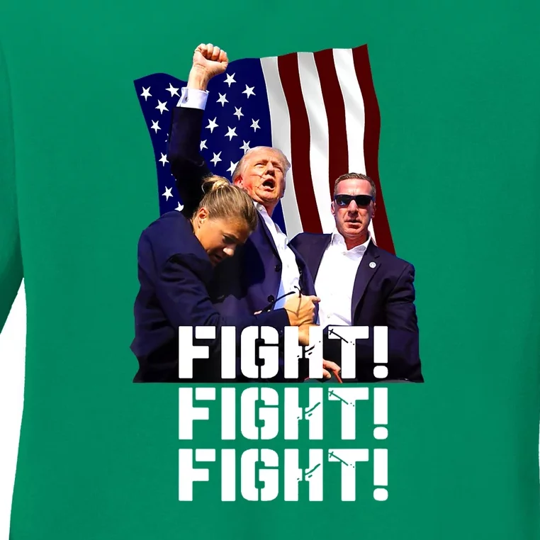 Trump Fight Fight Fight Gift Ladies Long Sleeve Shirt