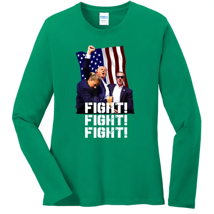 Trump Fight Fight Fight Gift Ladies Long Sleeve Shirt