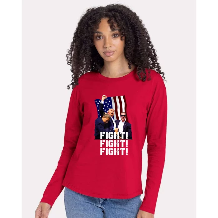 Trump Fight Fight Fight Gift Womens Cotton Relaxed Long Sleeve T-Shirt