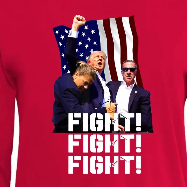 Trump Fight Fight Fight Gift Womens Cotton Relaxed Long Sleeve T-Shirt