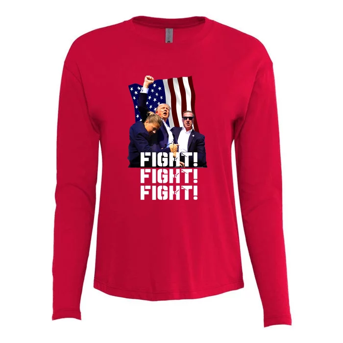 Trump Fight Fight Fight Gift Womens Cotton Relaxed Long Sleeve T-Shirt