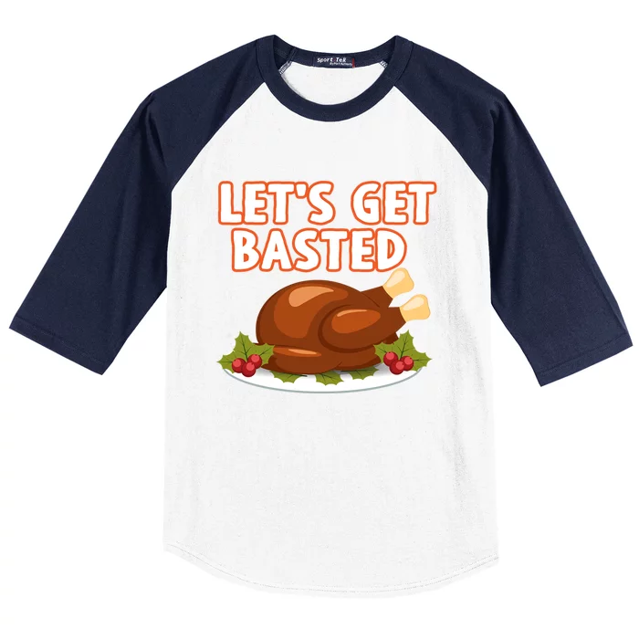 Thanksgiving Food Funny Turkey Gravy Lets Get Basted Gift Baseball Sleeve Shirt