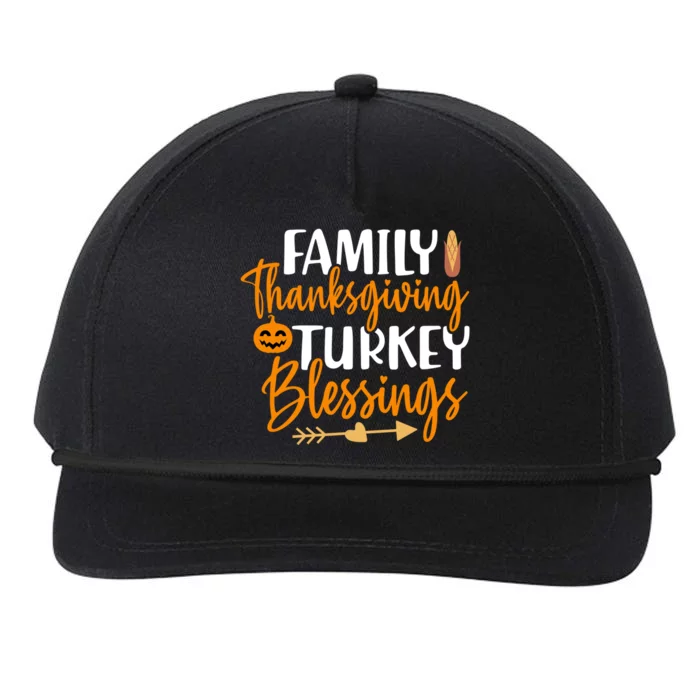 Thanksgiving For Family Thanksgiving Turkey Blessing Funny Cute Gift Snapback Five-Panel Rope Hat