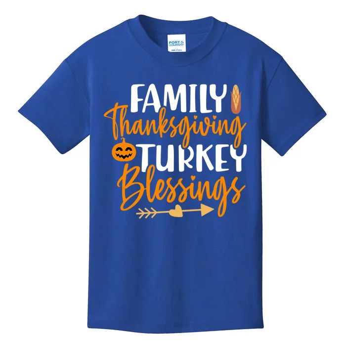 Thanksgiving For Family Thanksgiving Turkey Blessing Funny Cute Gift Kids T-Shirt