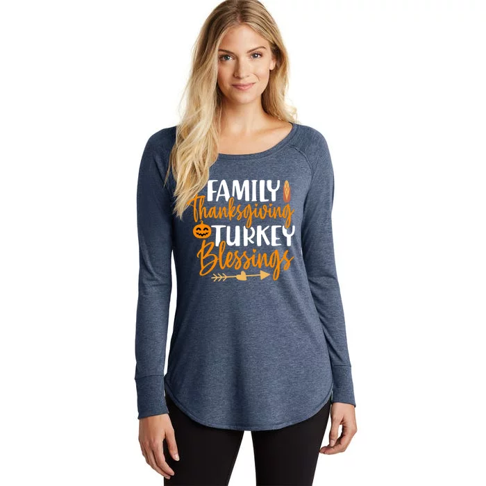 Thanksgiving For Family Thanksgiving Turkey Blessing Funny Cute Gift Women's Perfect Tri Tunic Long Sleeve Shirt