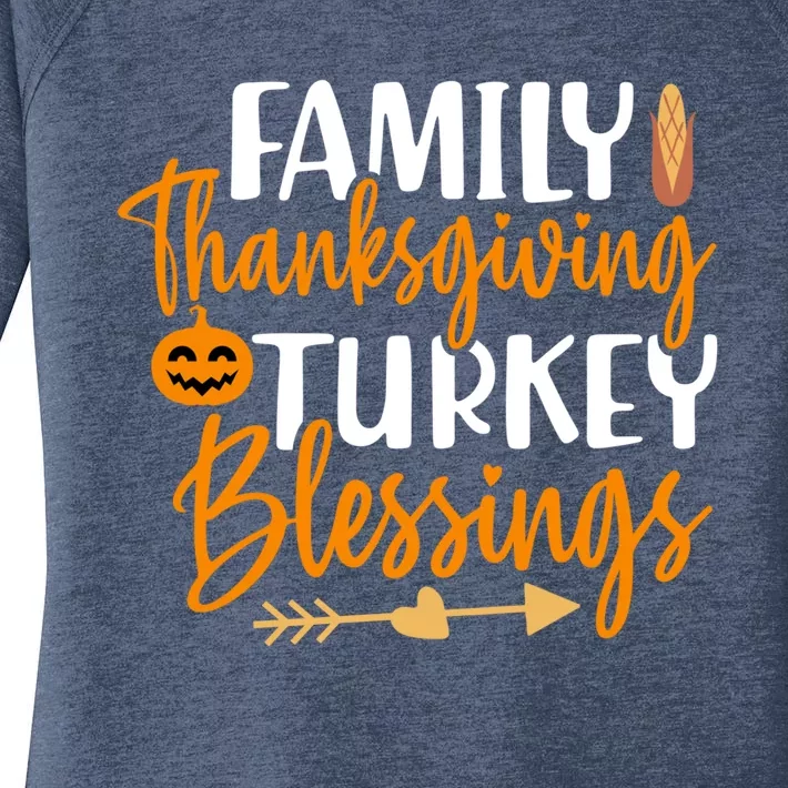 Thanksgiving For Family Thanksgiving Turkey Blessing Funny Cute Gift Women's Perfect Tri Tunic Long Sleeve Shirt