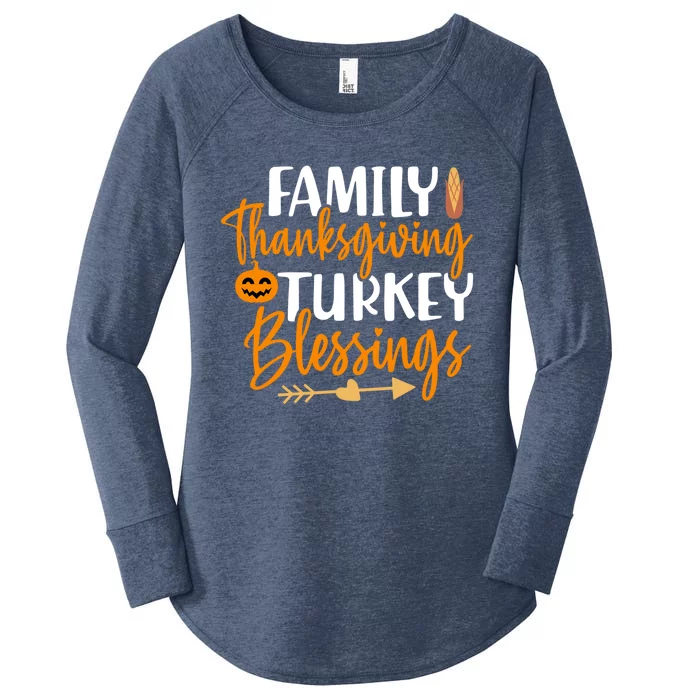 Thanksgiving For Family Thanksgiving Turkey Blessing Funny Cute Gift Women's Perfect Tri Tunic Long Sleeve Shirt