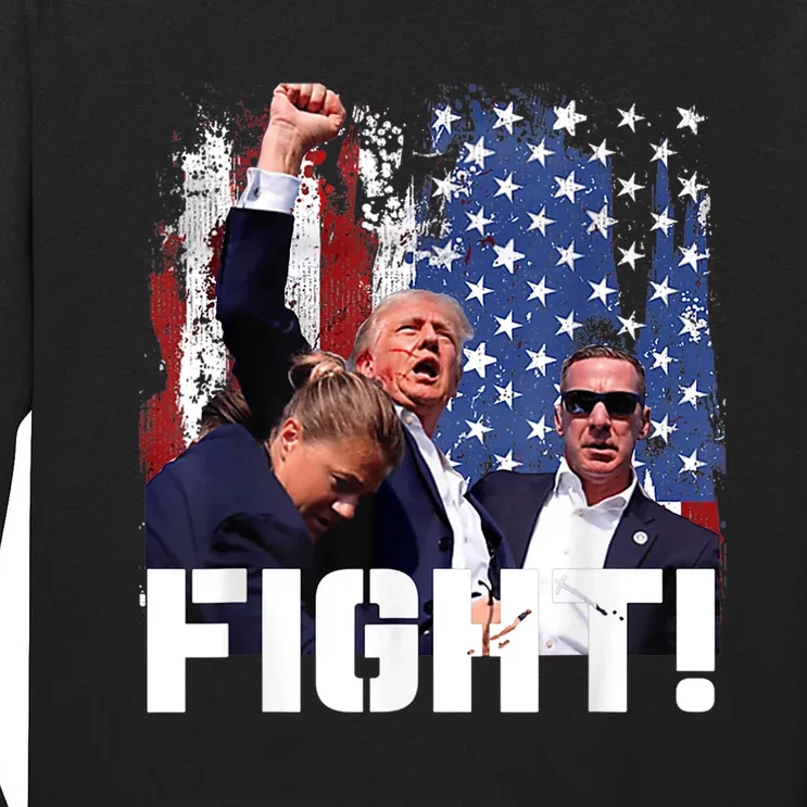 Trump Fight Fight Fight Trump Signals To Americans To Fight Tall Long Sleeve T-Shirt