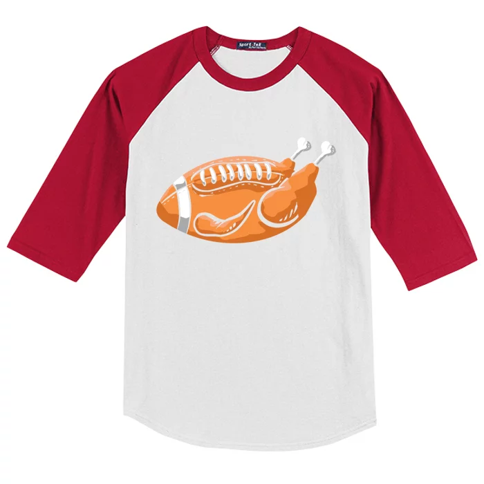 Turkey Football Funny Thanksgiving Dinner Family Graphic Funny Gift Kids Colorblock Raglan Jersey