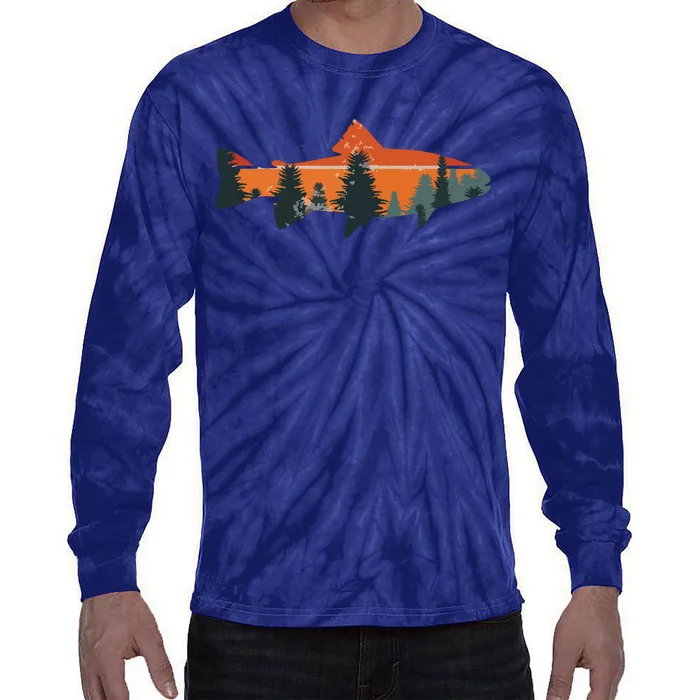 Trout Fly Fishing Nature Outdoor Fisherman Gift Tie-Dye Long Sleeve Shirt