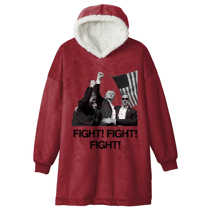 Trump Fight Fight Fighmeaningful Gift Patriotic Design Gift Hooded Wearable Blanket