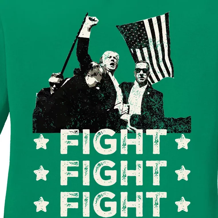 Trump Fight Fight Fight Ladies Long Sleeve Shirt