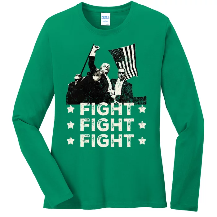 Trump Fight Fight Fight Ladies Long Sleeve Shirt