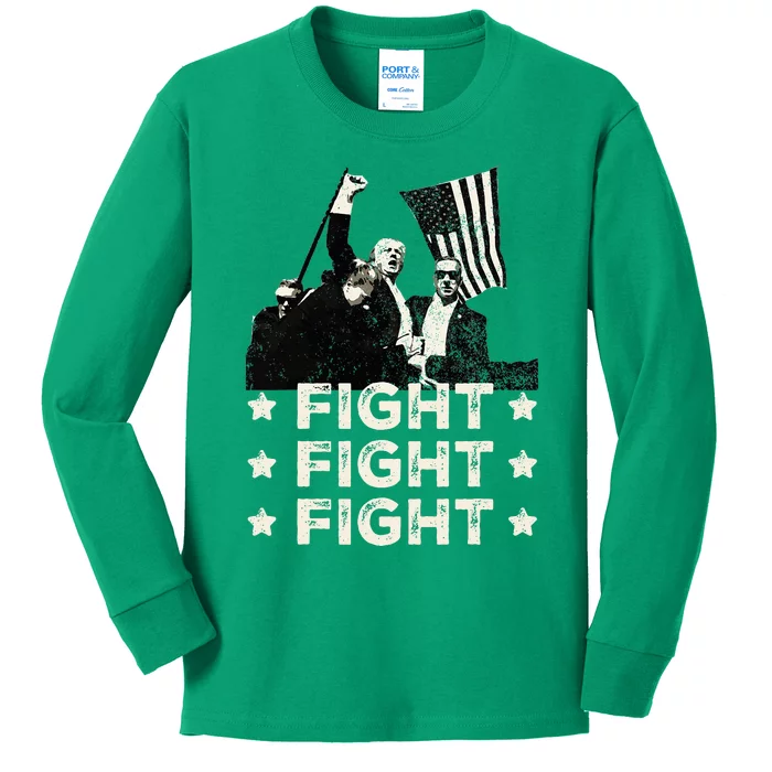 Trump Fight Fight Fight Kids Long Sleeve Shirt