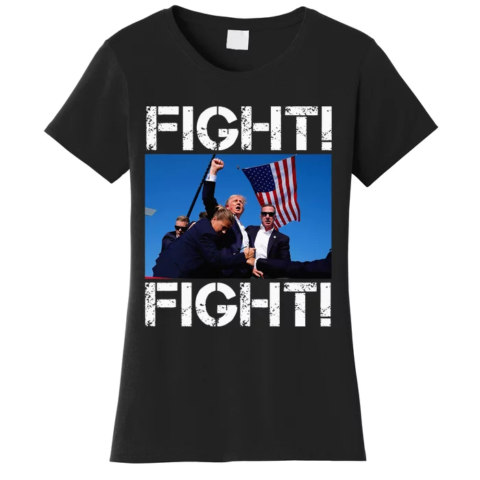 Trump Fight Fight Fight Trump Defiant Trump Shot Fist Pump Women's T-Shirt