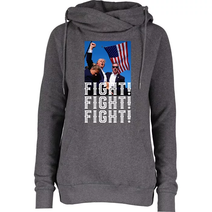 Trump Fight Fight Fight 2024 Womens Funnel Neck Pullover Hood