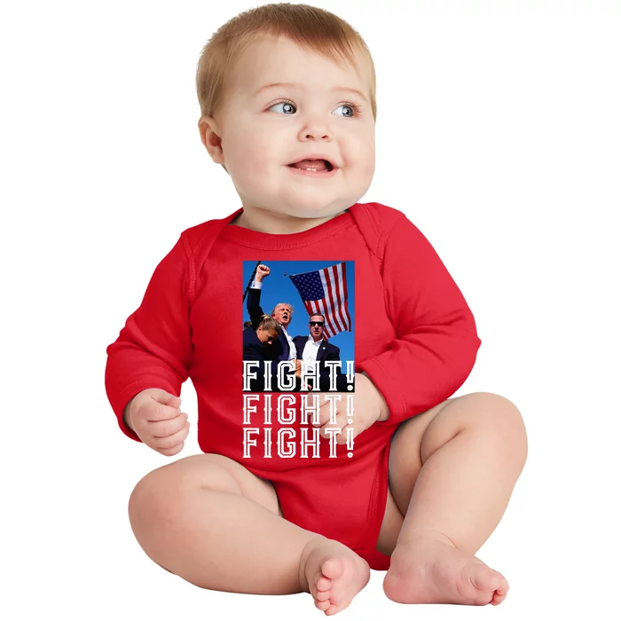 Trump Fight Fight Fight 2024 Baby Long Sleeve Bodysuit