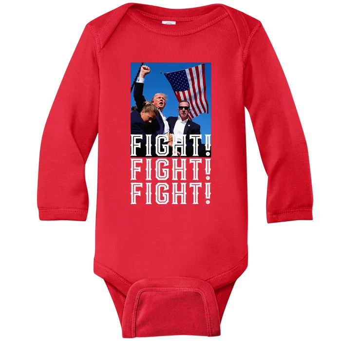 Trump Fight Fight Fight 2024 Baby Long Sleeve Bodysuit