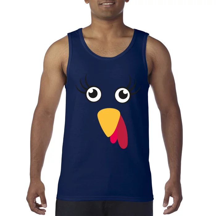 Turkey Face Funny Thanksgiving Day Tank Top