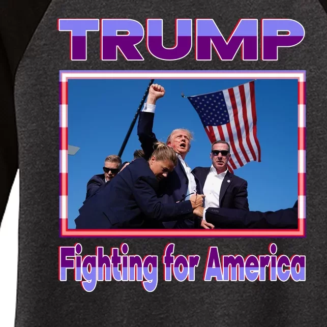 Trump Fighting For America Women's Tri-Blend 3/4-Sleeve Raglan Shirt