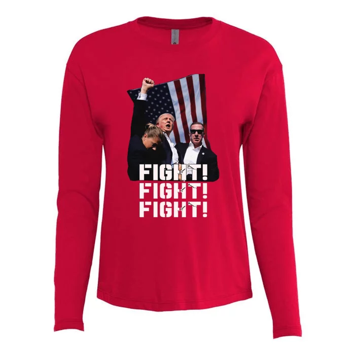 Trump Fight Fight Fight Womens Cotton Relaxed Long Sleeve T-Shirt