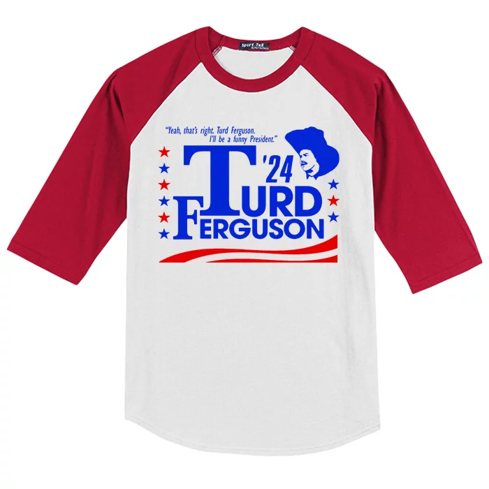 Turd Ferguson For President Election 2024 Kids Colorblock Raglan Jersey