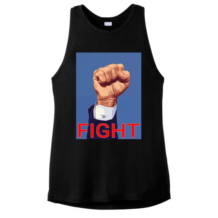 Trump Fist. Fight Fight Fight Ladies Tri-Blend Wicking Tank