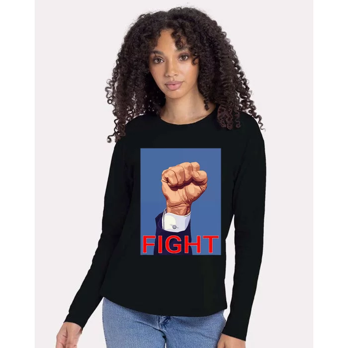 Trump Fist. Fight Fight Fight Womens Cotton Relaxed Long Sleeve T-Shirt