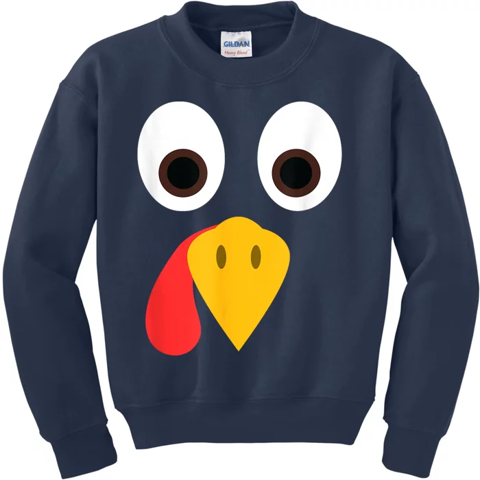 Turkey Face Funny Thanksgiving Kids Sweatshirt