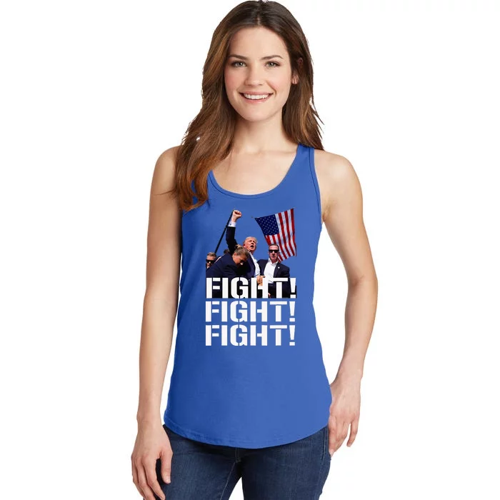 Trump Fight Fight Fight Trump Defiant Trump Shot Fist Pump Ladies Essential Tank